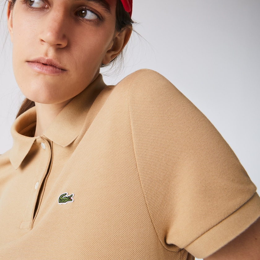 Women's Lacoste Beige Polo Shirts Classic Fit Soft Cotton Petit Piqué NY2-73127Y2