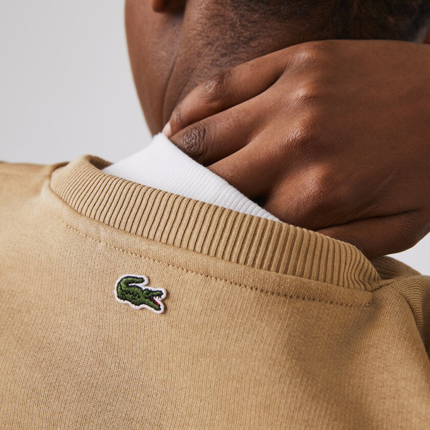 Women's Lacoste Beige Sweatshirts Crew Neck Embroidered Fleece VV2-84718N9