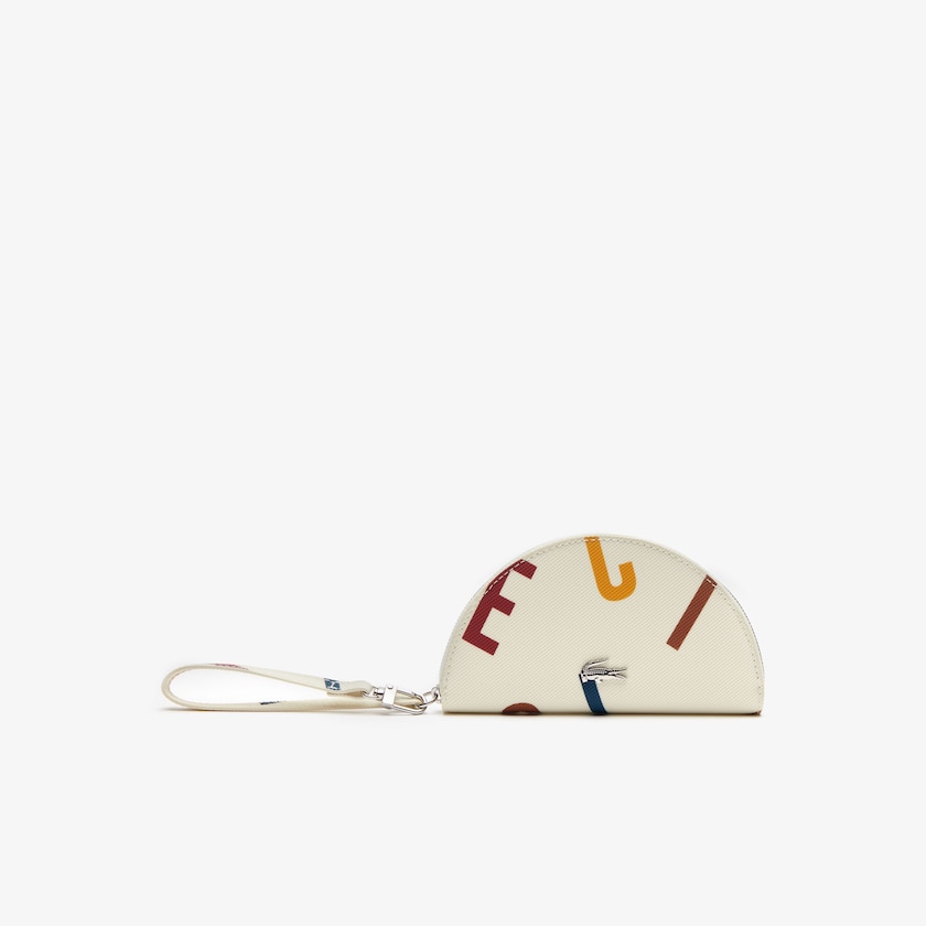 Women's Lacoste Beige Bags Daily Classic Coated Print Canvas Half Moon Clutch LO5-10171R2
