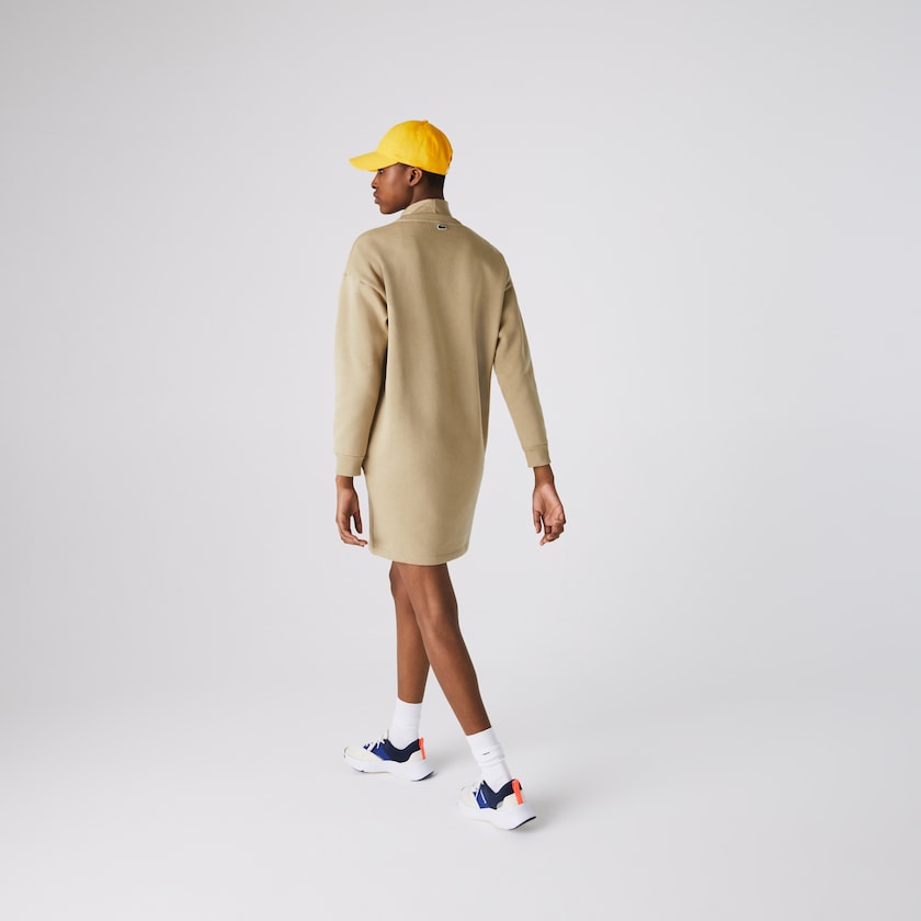 Women's Lacoste Beige Dress Embroidered Accent Fleece Sweatshirt UU4-17171C9