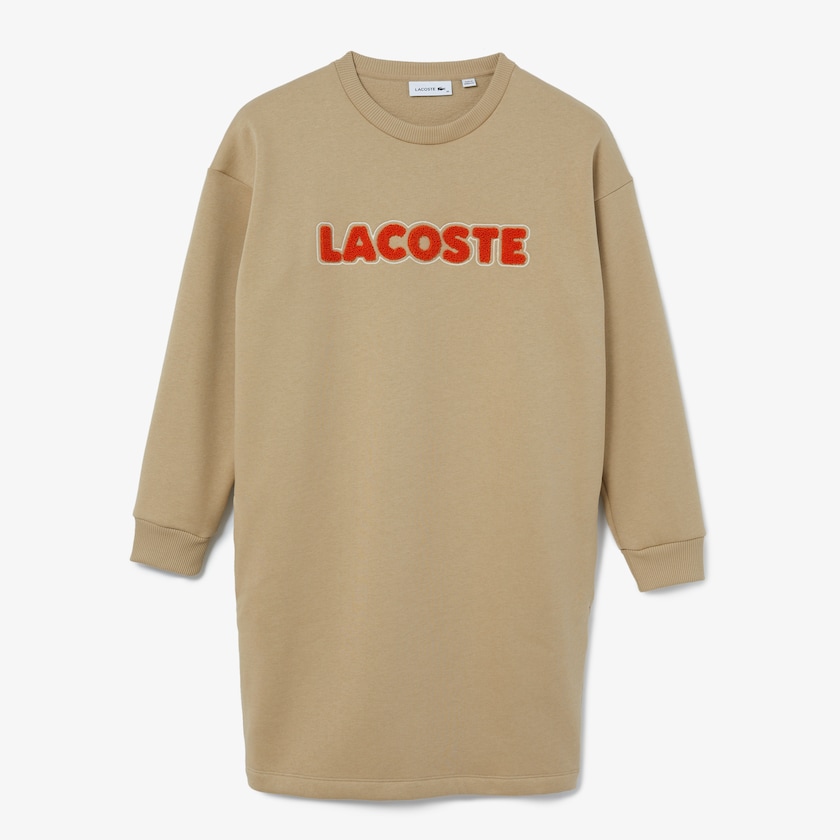 Women's Lacoste Beige Dress Embroidered Accent Fleece Sweatshirt UU4-17171C9