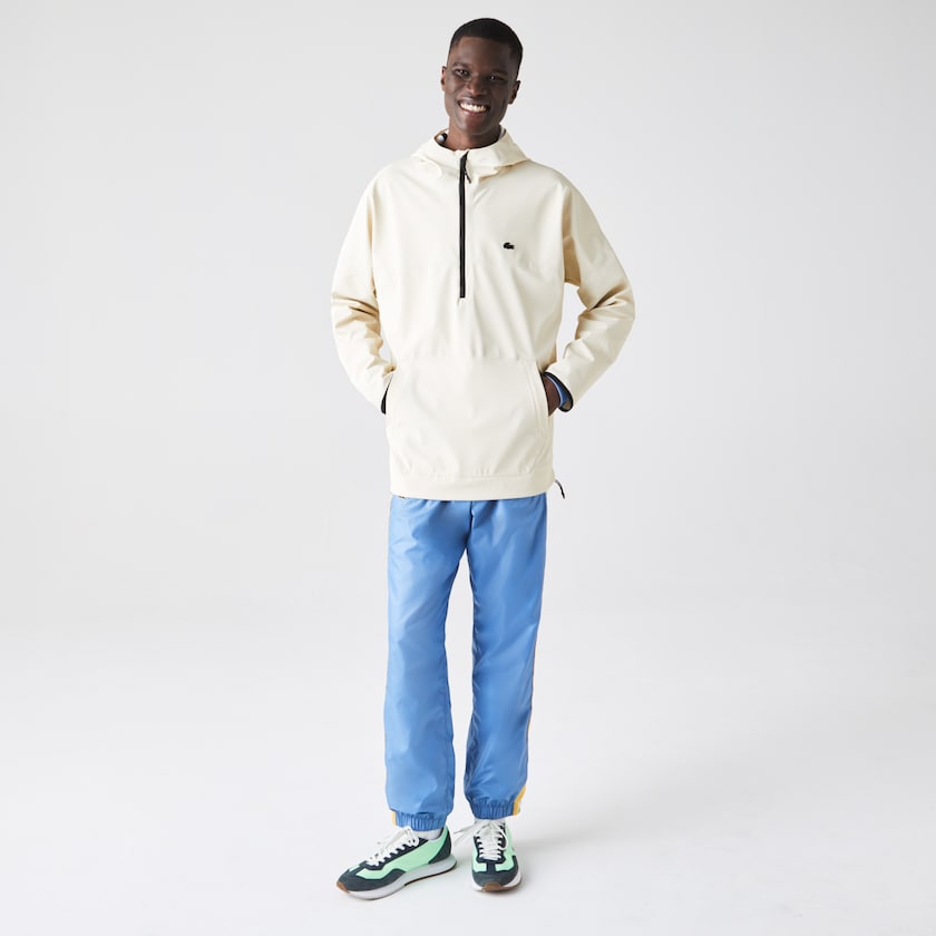 Men's Lacoste Beige Jackets Hooded Lightweight Hybrid Pullover FM6-32093Y2
