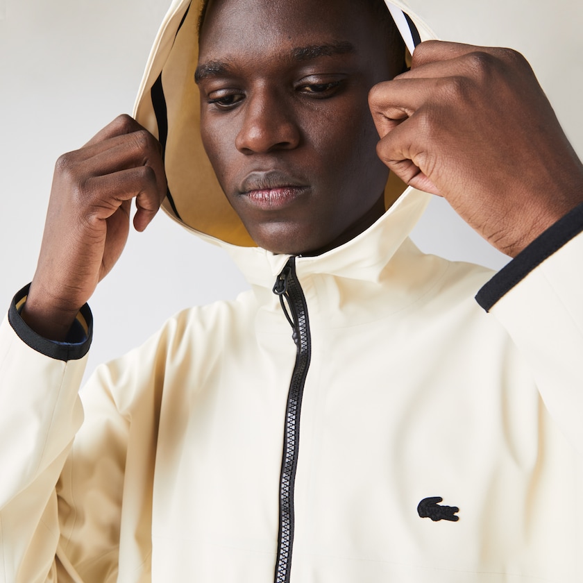 Men's Lacoste Beige Jackets Hooded Lightweight Hybrid Pullover FM6-32093Y2