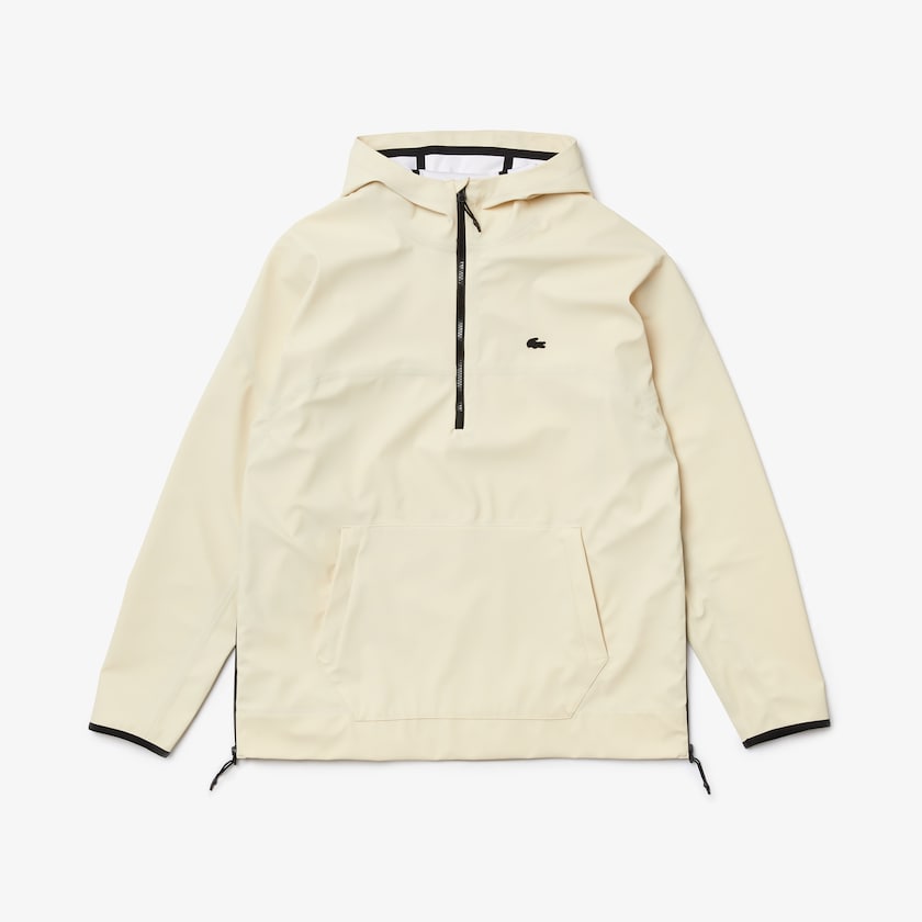 Men's Lacoste Beige Jackets Hooded Lightweight Hybrid Pullover FM6-32093Y2