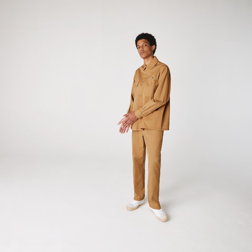 Men's Lacoste Beige Shirts LIVE Boxy Fit Cotton Canvas IX6-40014G3