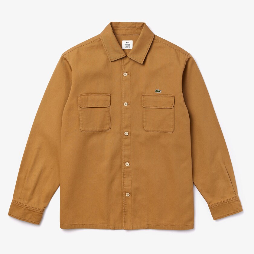 Men's Lacoste Beige Shirts LIVE Boxy Fit Cotton Canvas IX6-40014G3
