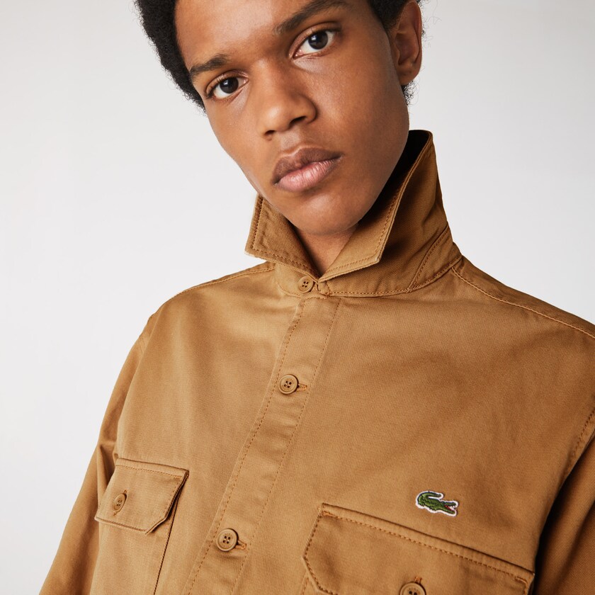 Men's Lacoste Beige Shirts LIVE Boxy Fit Cotton Canvas IX6-40014G3