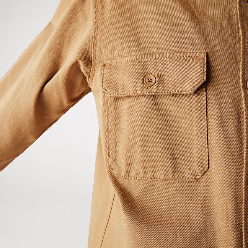 Men's Lacoste Beige Shirts LIVE Boxy Fit Cotton Canvas IX6-40014G3