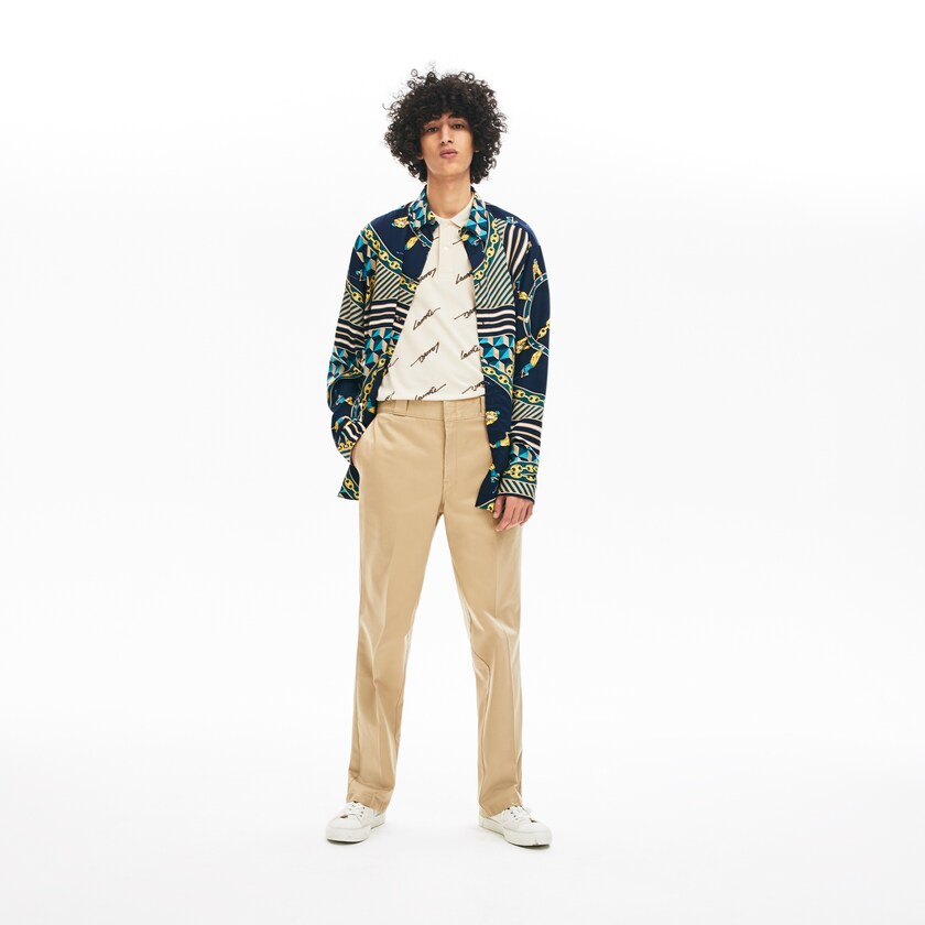 Men's Lacoste Beige Chinos LIVE Pleated Cotton UY1-01750P7
