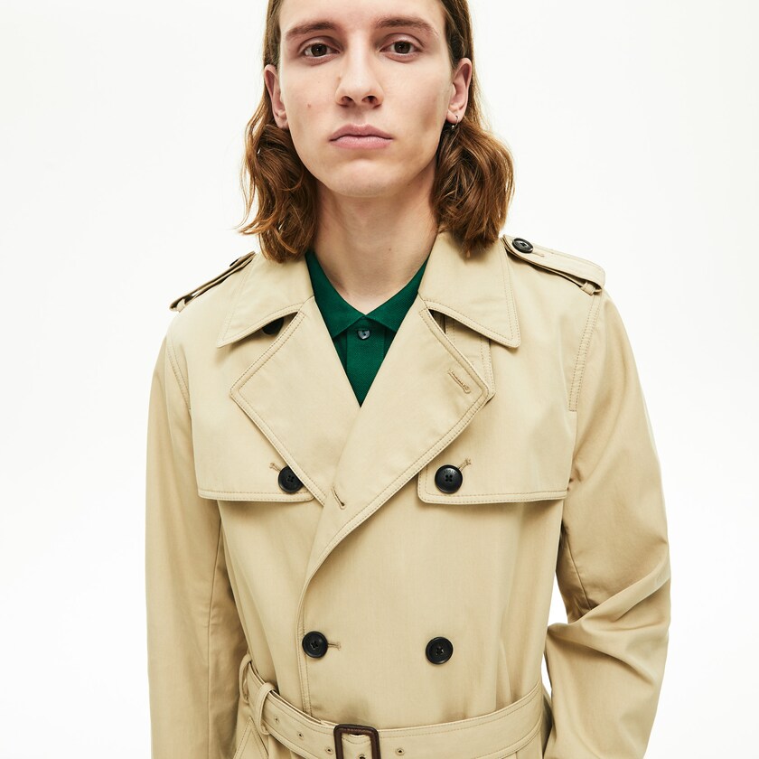 Men's Lacoste Beige Coats Long Belted Cotton Trench JU6-45114D0