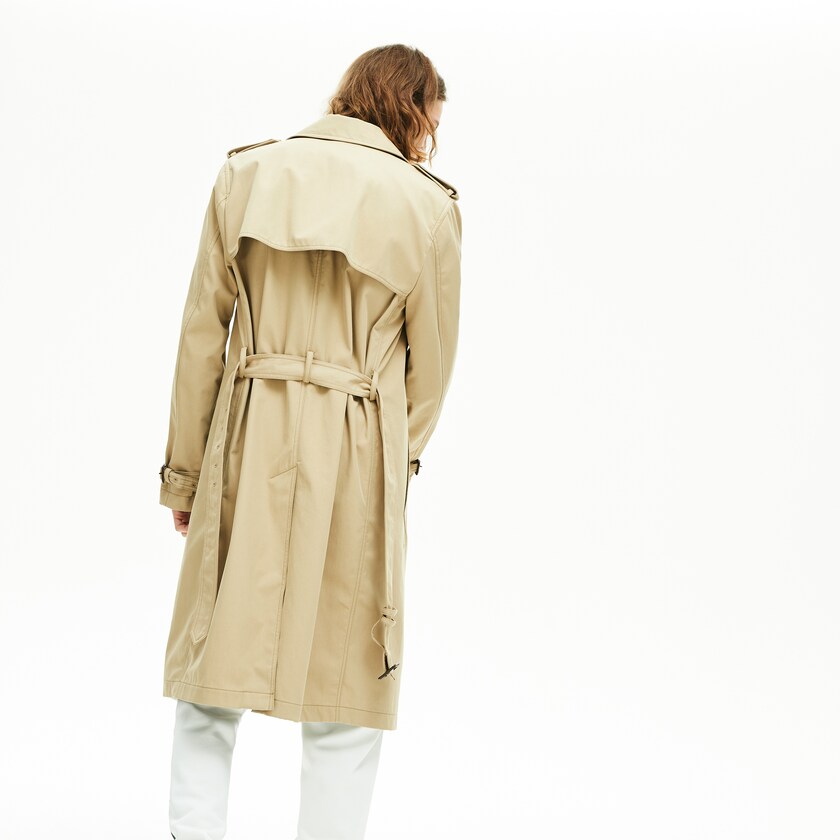 Men's Lacoste Beige Coats Long Belted Cotton Trench JU6-45114D0
