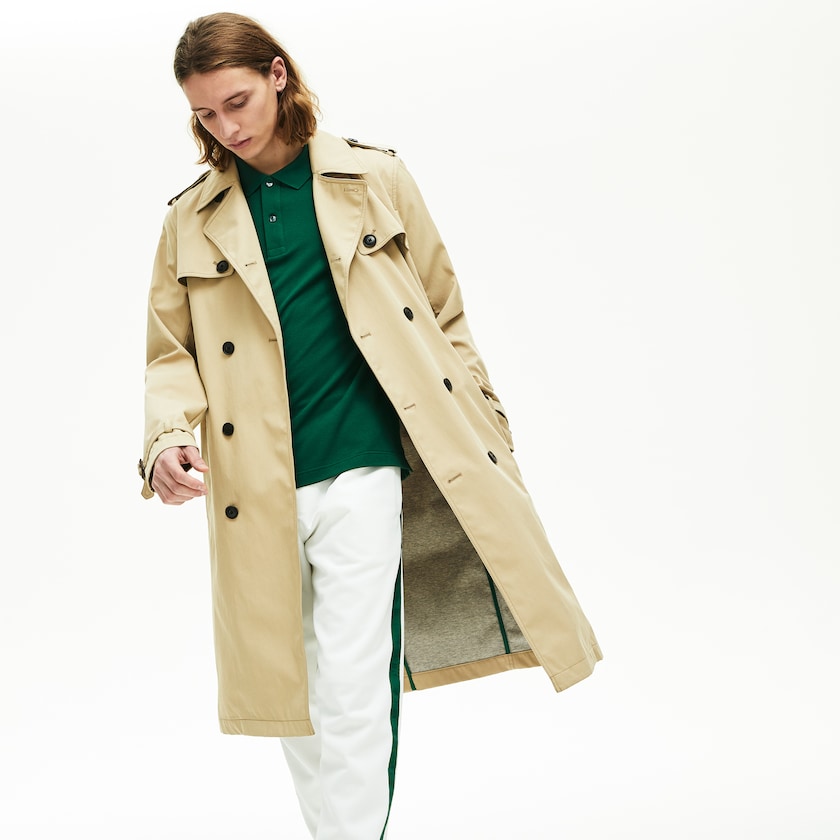 Men's Lacoste Beige Coats Long Belted Cotton Trench JU6-45114D0