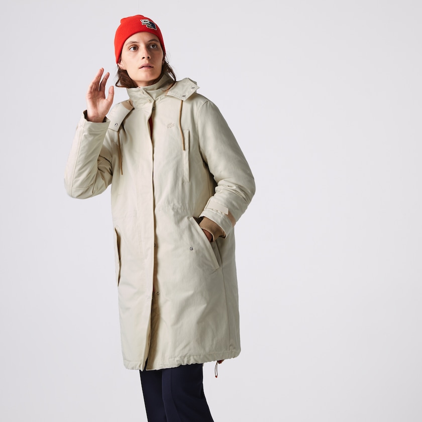 Women's Lacoste Beige Parka Jackets Quilted Interior Jacket 2-in-1 PP3-66796K0
