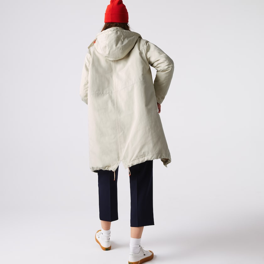 Women's Lacoste Beige Parka Jackets Quilted Interior Jacket 2-in-1 PP3-66796K0