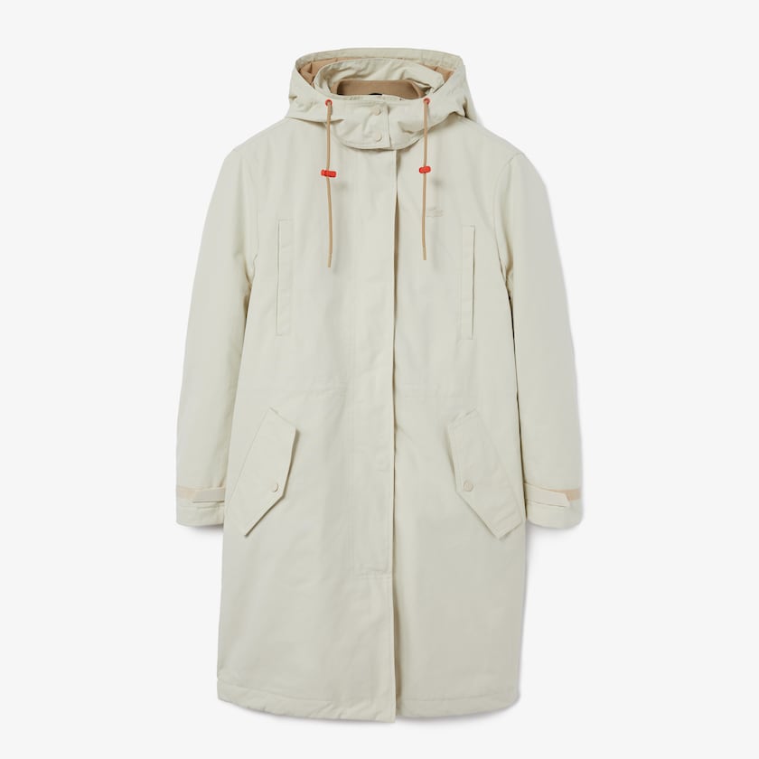 Women's Lacoste Beige Parka Jackets Quilted Interior Jacket 2-in-1 PP3-66796K0