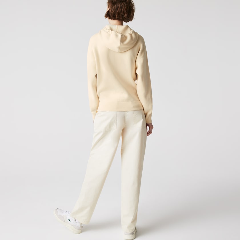 Women's Lacoste Beige Sweaters Relaxed Embroidered Croc Hooded Cotton QI2-23362P3