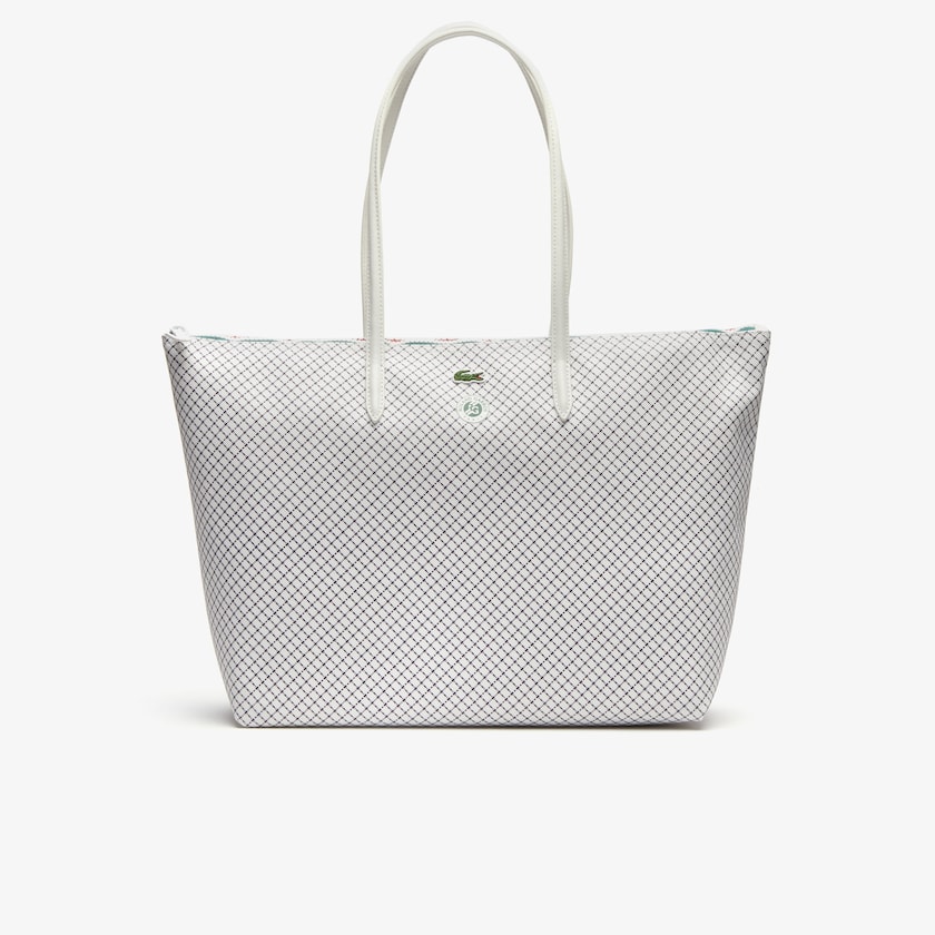 Women's Lacoste Beige Tote Bags Roland Garros Panama Hat Print Zippered HG3-34763K7