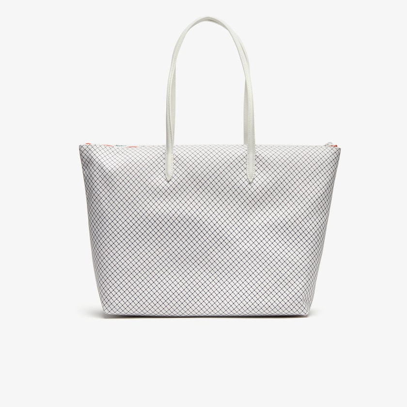 Women's Lacoste Beige Tote Bags Roland Garros Panama Hat Print Zippered HG3-34763K7