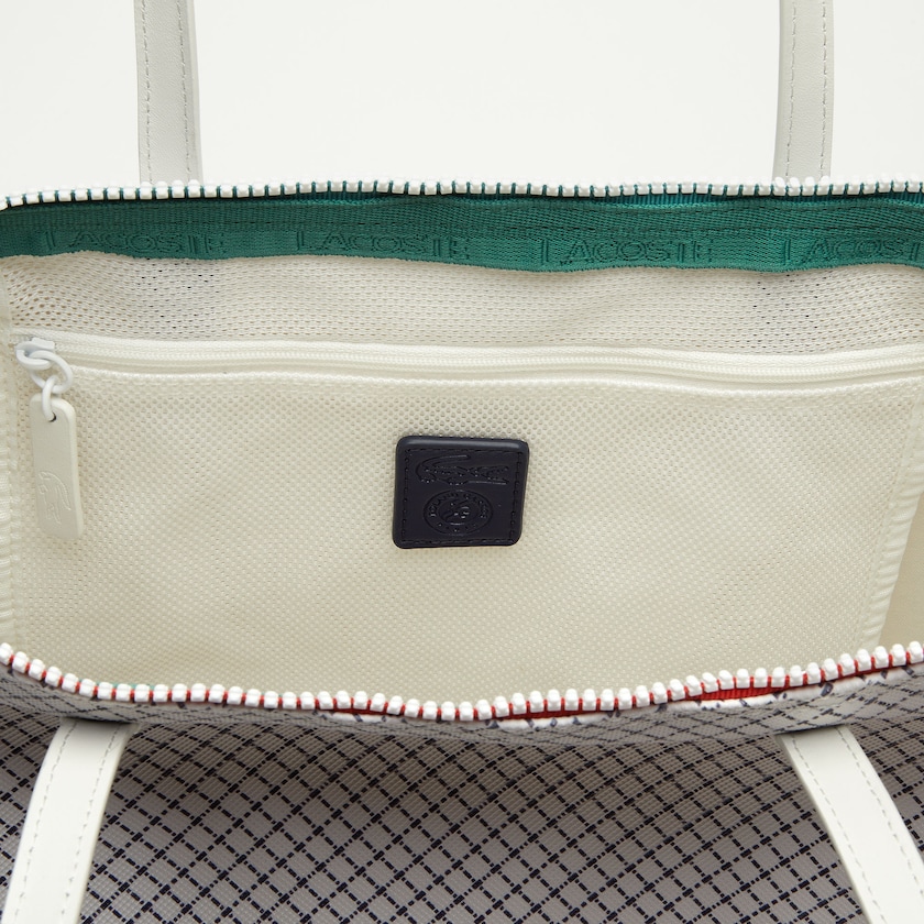 Women's Lacoste Beige Tote Bags Roland Garros Panama Hat Print Zippered HG3-34763K7