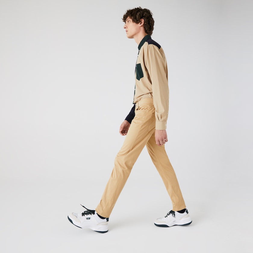 Men's Lacoste Beige Pants Slim Fit 5-Pocket Stretch Cotton YR0-28642L9