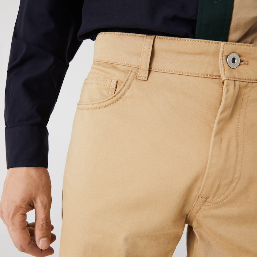 Men's Lacoste Beige Pants Slim Fit 5-Pocket Stretch Cotton YR0-28642L9