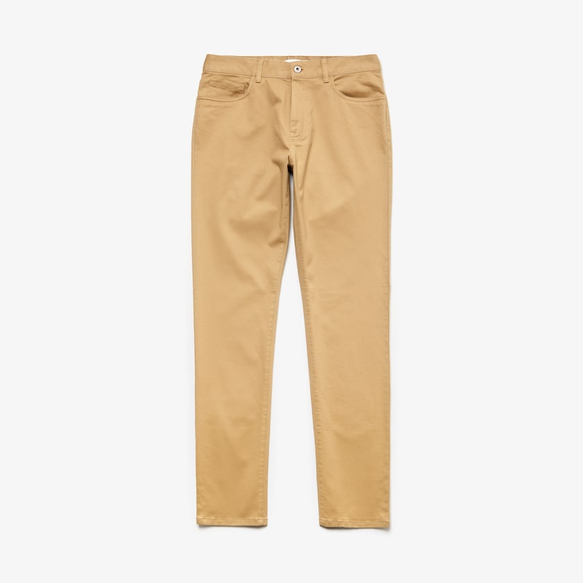Men's Lacoste Beige Pants Slim Fit 5-Pocket Stretch Cotton YR0-28642L9
