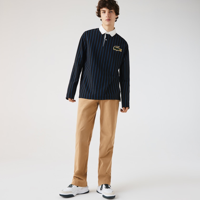 Men's Lacoste Beige Pants Slim Fit Stretch Cotton Pleated Chino CU3-94969G1