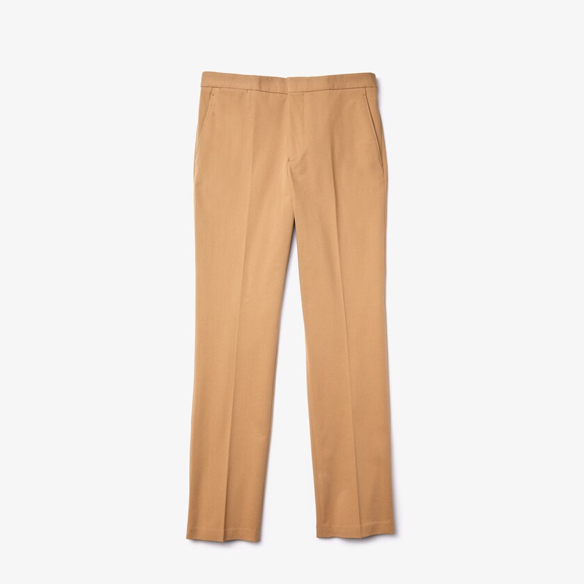 Men's Lacoste Beige Pants Slim Fit Stretch Cotton Pleated Chino CU3-94969G1