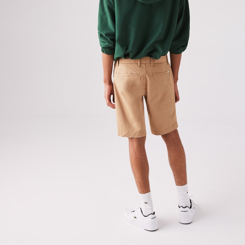 Men's Lacoste Beige Shorts Slim Fit Stretch Gabardine RE7-99599N0