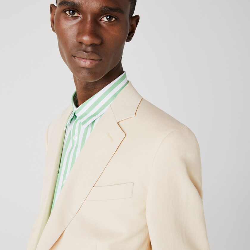 Men's Lacoste Beige Blazers Straight Fit Cotton-Linen YY1-14121U8