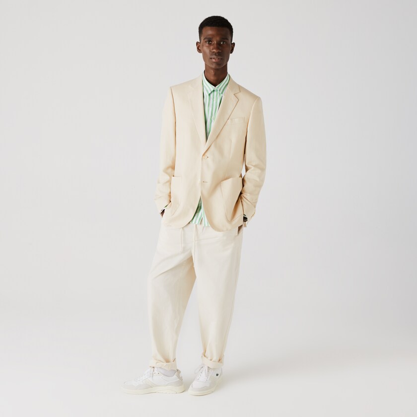 Men's Lacoste Beige Blazers Straight Fit Cotton-Linen YY1-14121U8