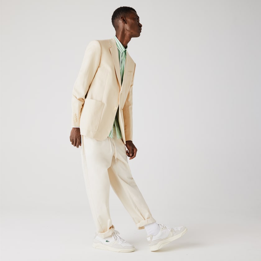 Men's Lacoste Beige Blazers Straight Fit Cotton-Linen YY1-14121U8