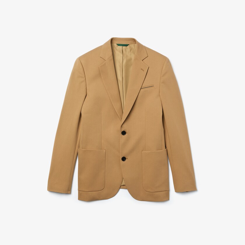 Men's Lacoste Beige Blazers Stretch Buttoned Straight Fit Cotton SU1-55115V7
