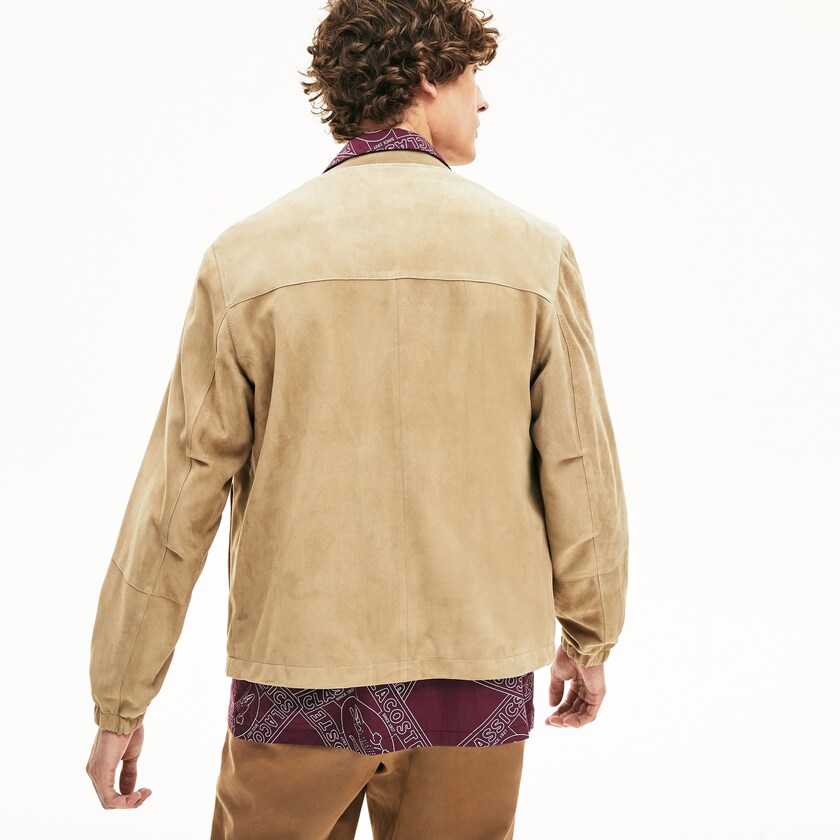 Men's Lacoste Beige Coats Suede Zip-Up Bomber AC9-27172W2