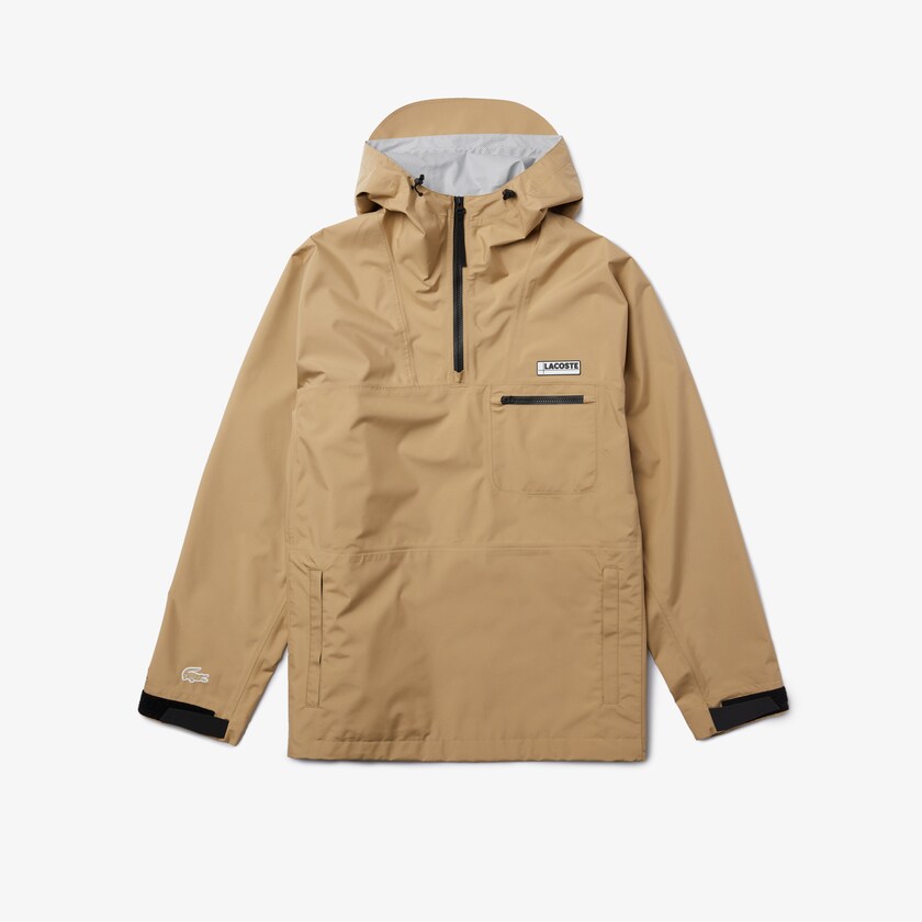 Men's Lacoste Beige Windbreaker Water-Resistant Hooded GB9-75707J2