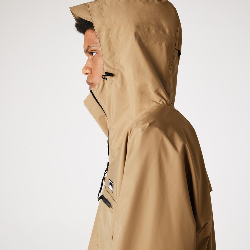 Men's Lacoste Beige Windbreaker Water-Resistant Hooded GB9-75707J2