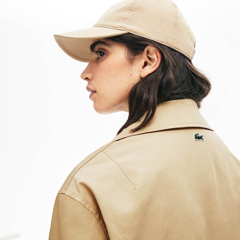 Women's Lacoste Beige / Blue Coats LIVE Contrast Hood 2-in-1 Trench QB1-27162Q8