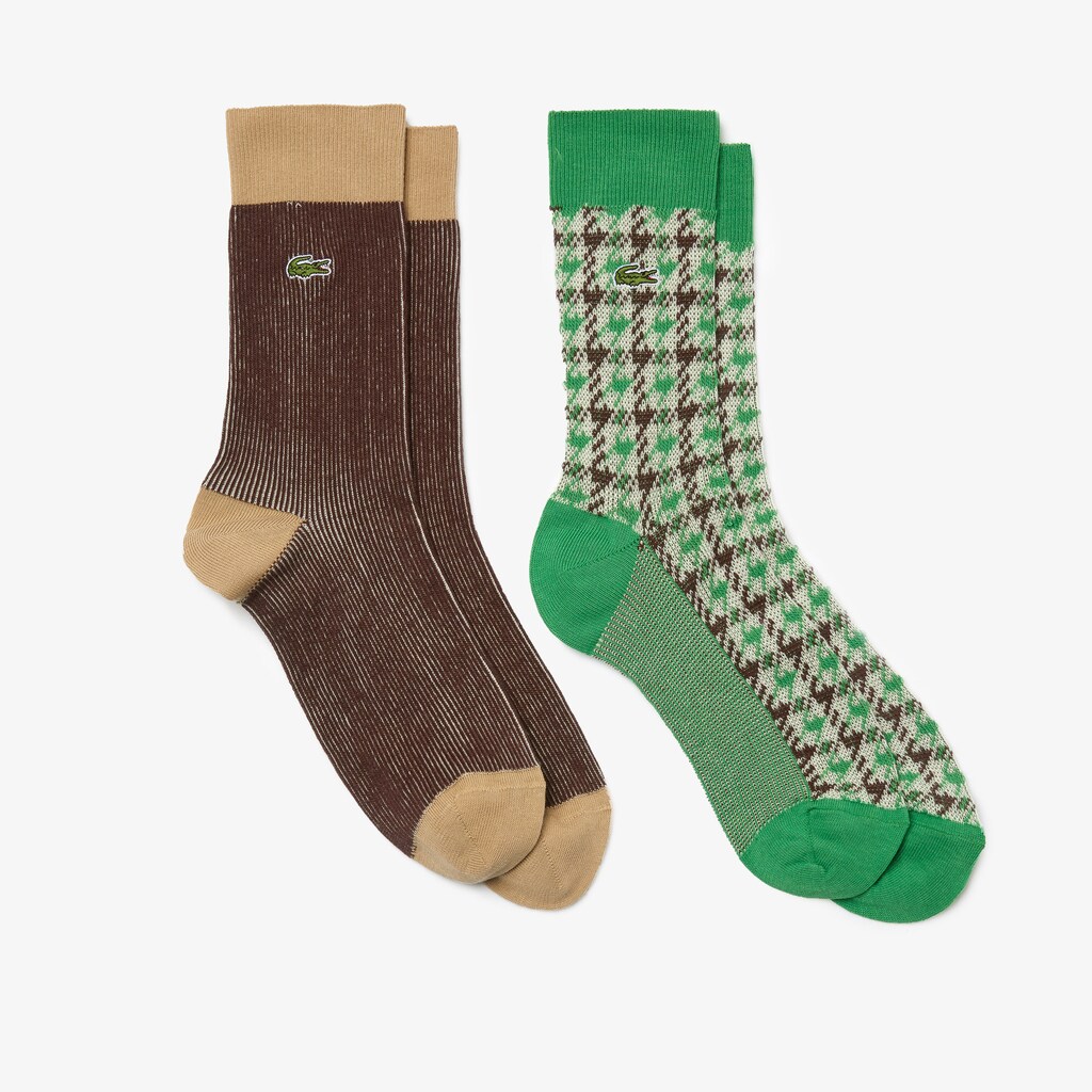 Men's Lacoste Beige / Green / Brown / Beige Socks Two-Pack RC5-53905A2