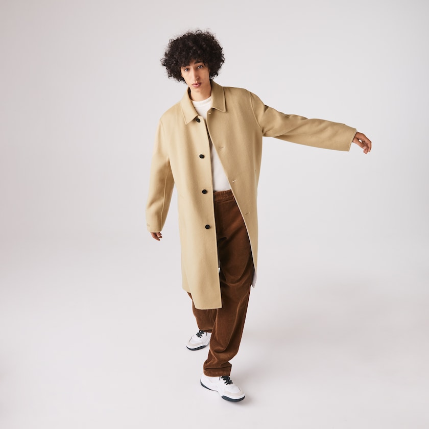 Men's Lacoste Beige / Grey Coats Long Wool Blend Straight Cut GV7-71977M4
