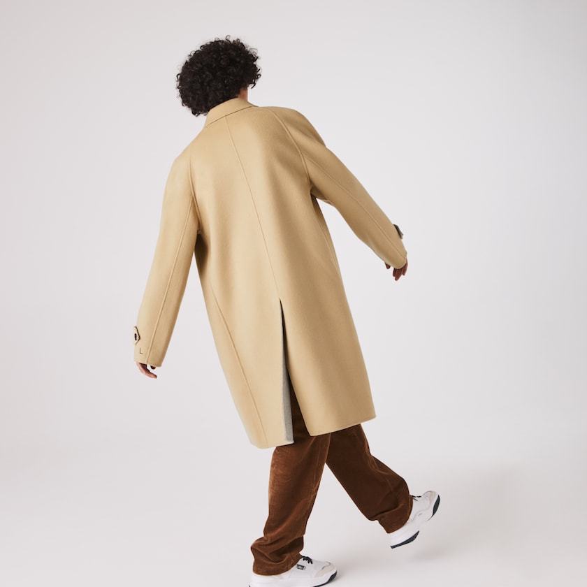 Men's Lacoste Beige / Grey Coats Long Wool Blend Straight Cut GV7-71977M4