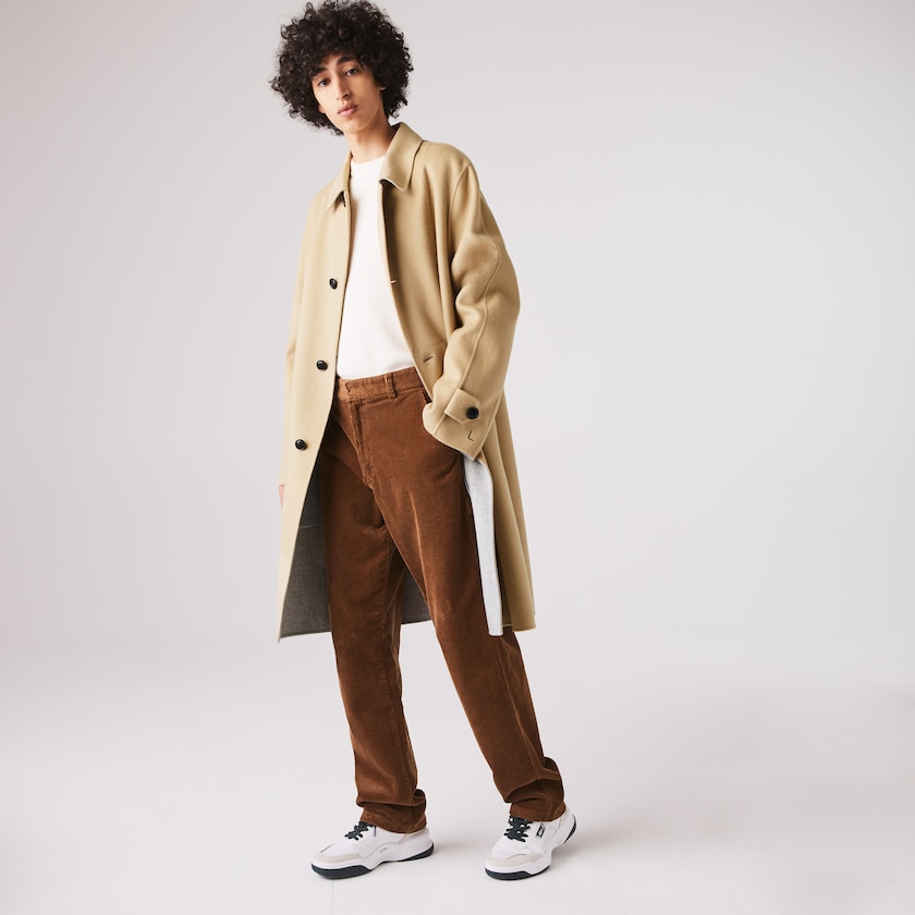 Men's Lacoste Beige / Grey Coats Long Wool Blend Straight Cut GV7-71977M4