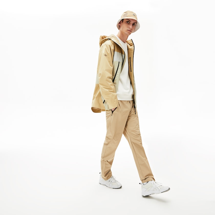 Men's Lacoste Beige / Grey Parka Jackets Motion Lightweight Quilted Short OC4-94699X2