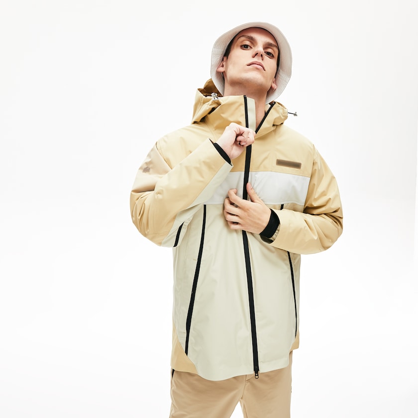 Men's Lacoste Beige / Grey Parka Jackets Motion Lightweight Quilted Short OC4-94699X2