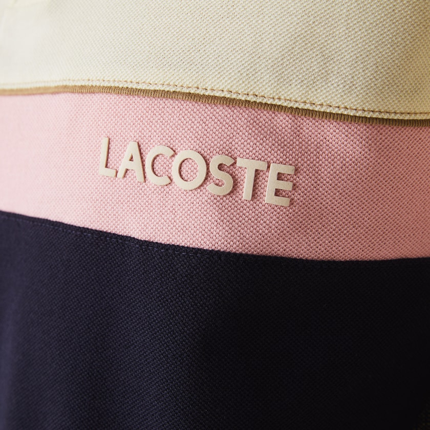 Men's Lacoste Beige / Navy Blue / Pink Shirts Regular Fit Colorblock Cotton Piqué Polo DI3-79617X6