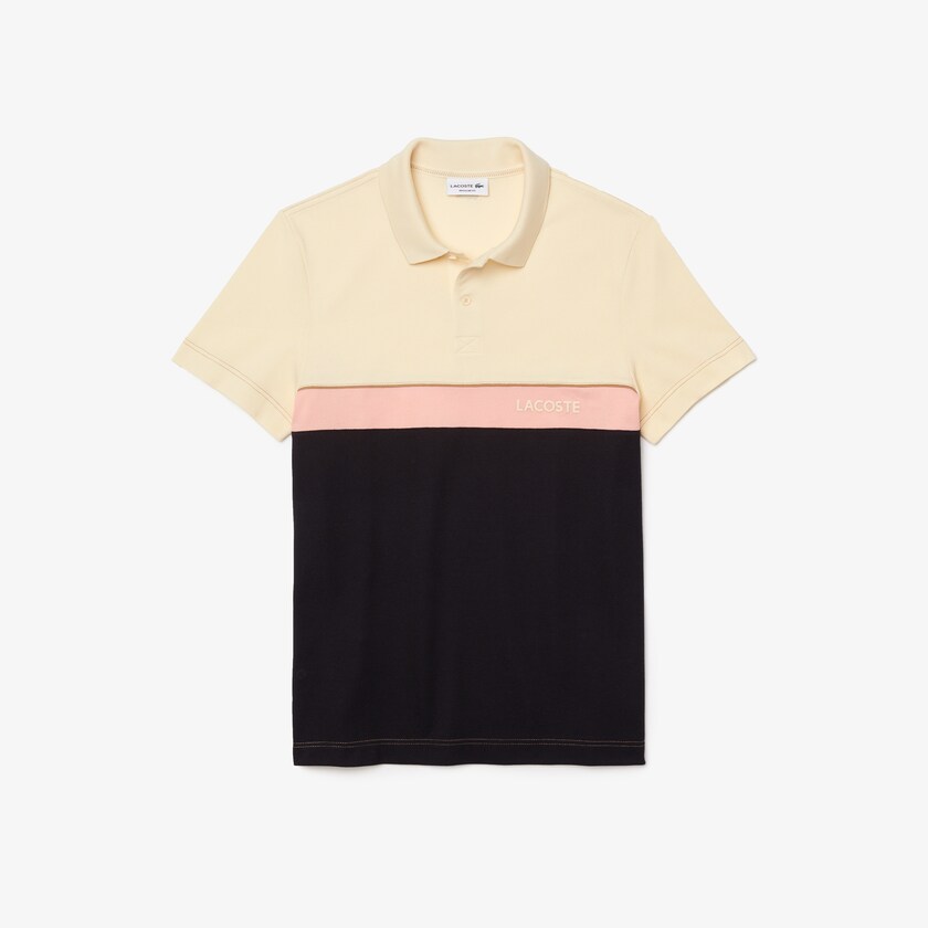 Men's Lacoste Beige / Navy Blue / Pink Shirts Regular Fit Colorblock Cotton Piqué Polo DI3-79617X6