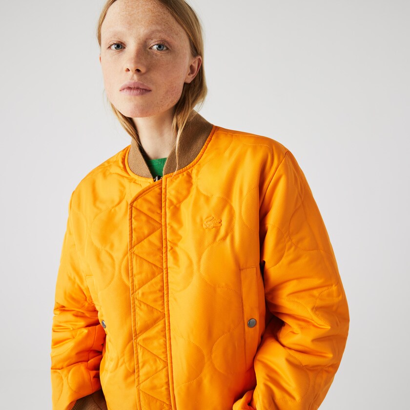 Men's Lacoste Beige / Orange Jackets LIVE Reversible Monogram Patterned Bomber RQ4-14621S6