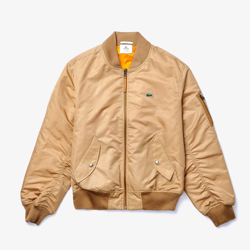Men's Lacoste Beige / Orange Jackets LIVE Reversible Monogram Patterned Bomber RQ4-14621S6