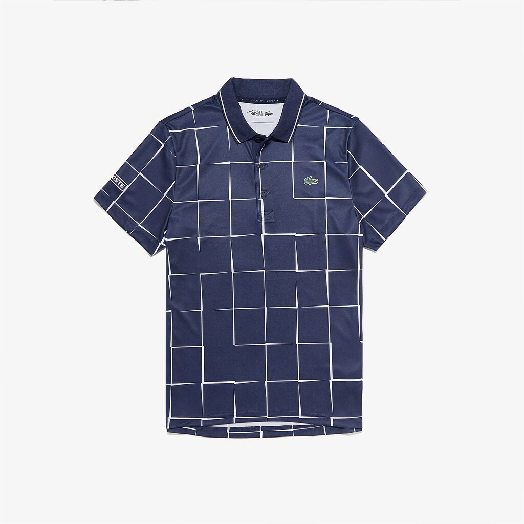 Men's Lacoste Beige / Red Polo Shirts SPORT Breathable Print Piqué Tennis QM8-34233D6