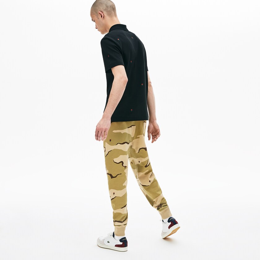 Men's Lacoste Beige / White Sweatpants Live Rose Embroidered Camo Sweatpant YJ8-12251N7
