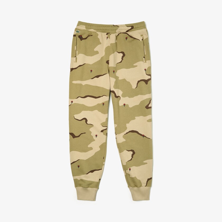 Men's Lacoste Beige / White Sweatpants Live Rose Embroidered Camo Sweatpant YJ8-12251N7